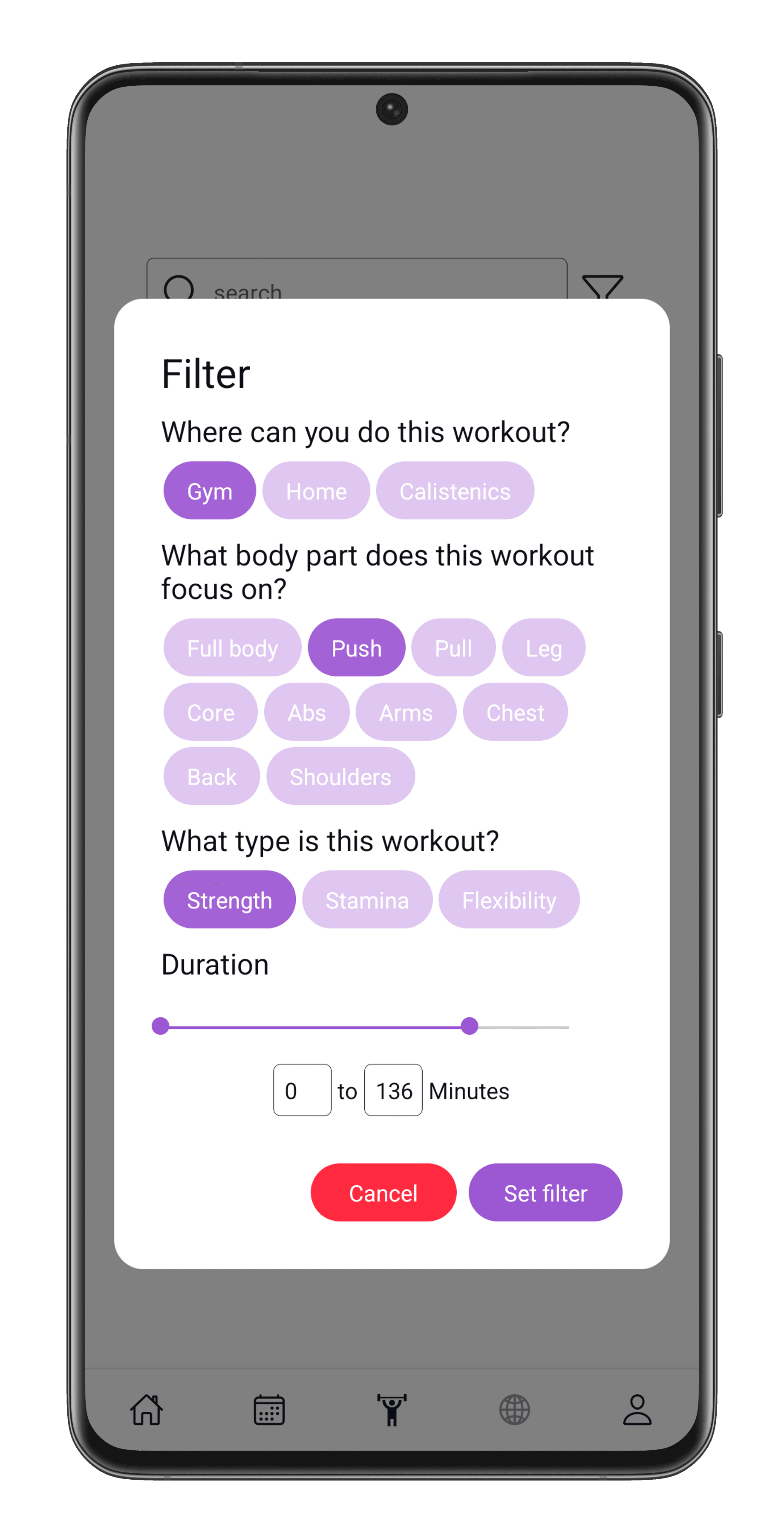 Workout Filter